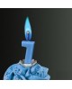 Sviečka - číslica 7 modrá s modrým plameňom 1ks/P26