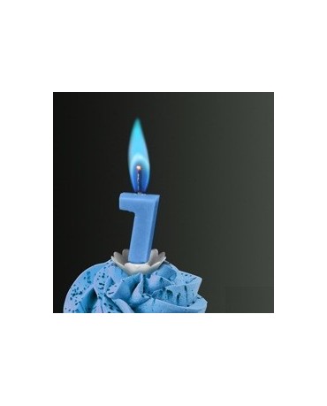 Sviečka - číslica 7 modrá s modrým plameňom 1ks/P26