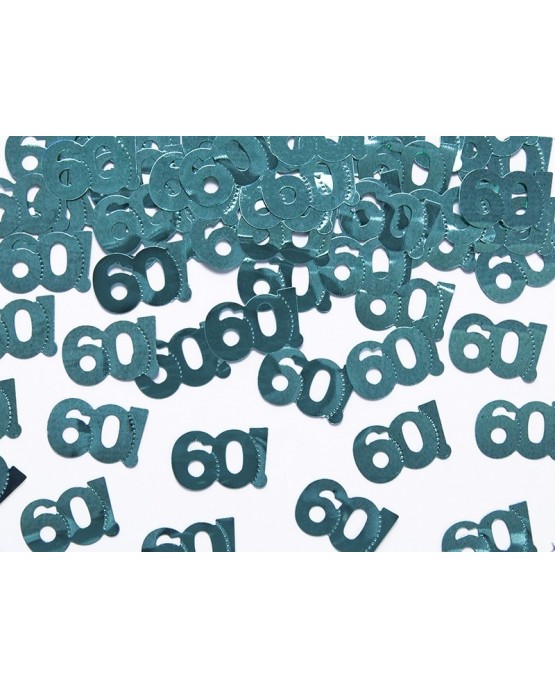 Kovovo - zelené konfety číslice 60 - 15 g/P86