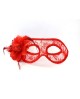 Benátska maska -červená čipka s ružou