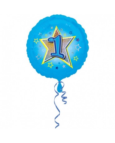 Fóliový balón číslo 1 -modrý s hviezdou 47cm