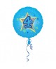 Fóliový balón číslo 4 - modrý s hviezdou 47cm