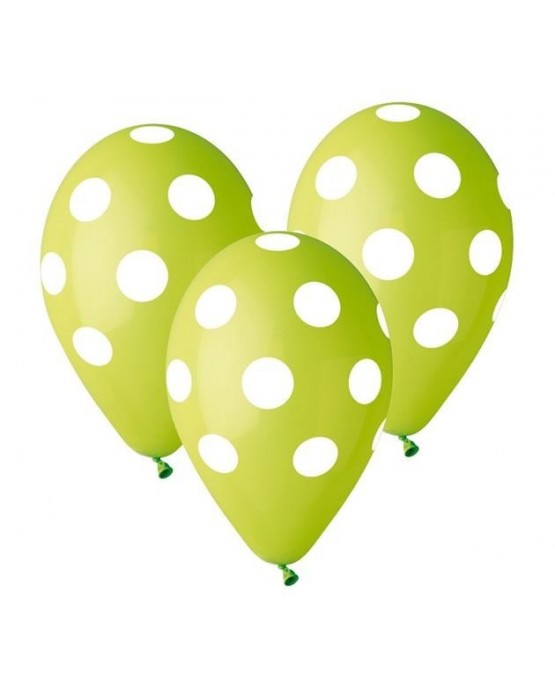 Latexové balóny zelené - biele bodky 30cm 10ks