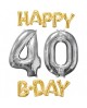 Fóliový balón Happy Bday 40 zlato strieborný