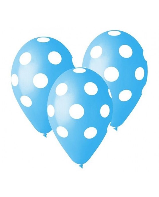 Latexové balóny modré - biele bodky 30cm 10ks