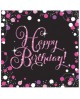 Servítky Happy Birthday - ružové 33cm 16ks