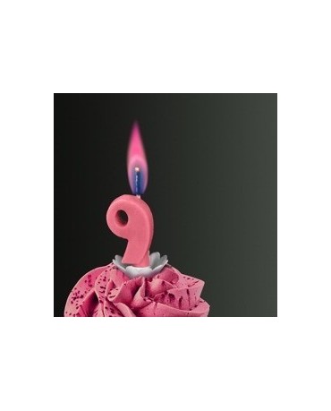 Sviečka - číslo 9 -ružový plameň