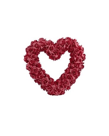 Dekor. bordové srdce z ruží 50cm 1ks