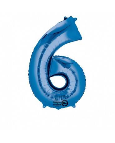 Fóliový balón číslo 6- modrý 58x88cm
