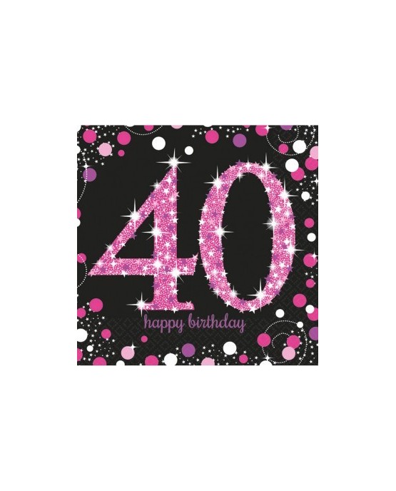 Servítky 40. narodeniny- ružové 33cm 16ks