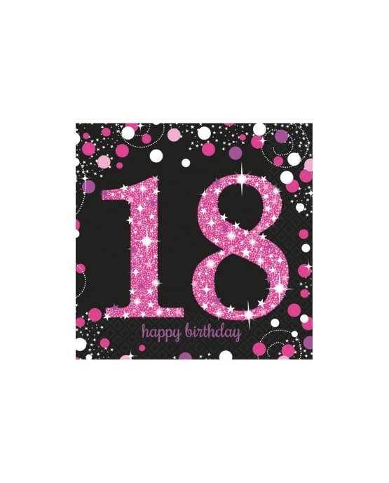 Servítky 18. narodeniny- ružové 33cm 16ks