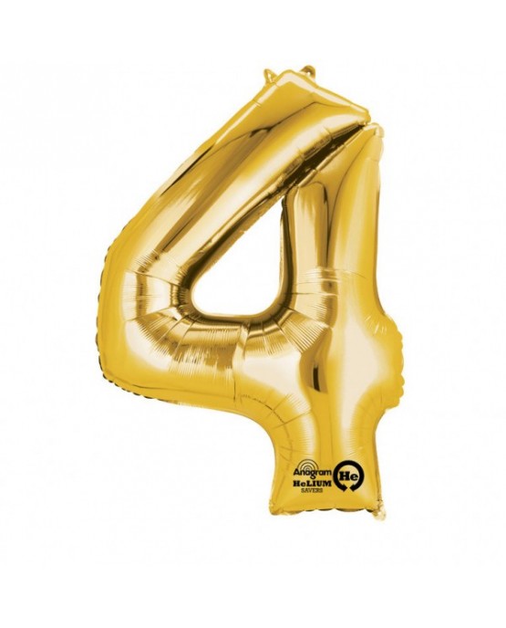 Fóliový balón číslo 4- zlatý 66x88cm