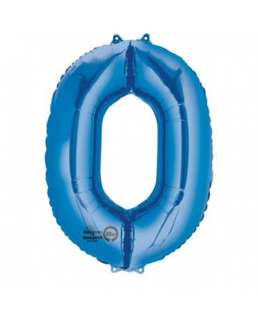 Fóliový balón číslo 0- modrý 66x86cm