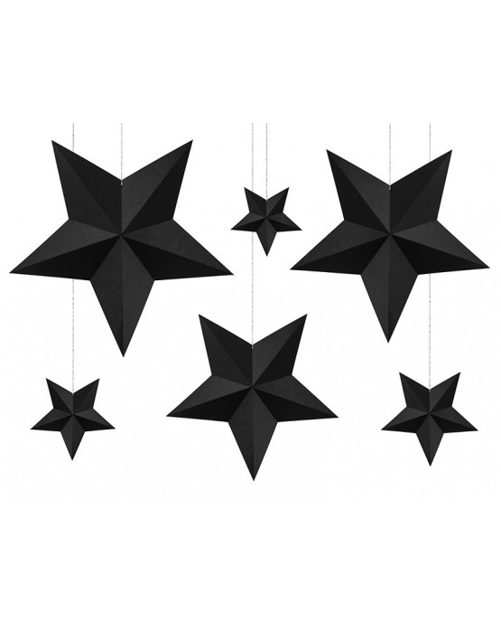 Dekorácia hviezdy - čierne 6ks