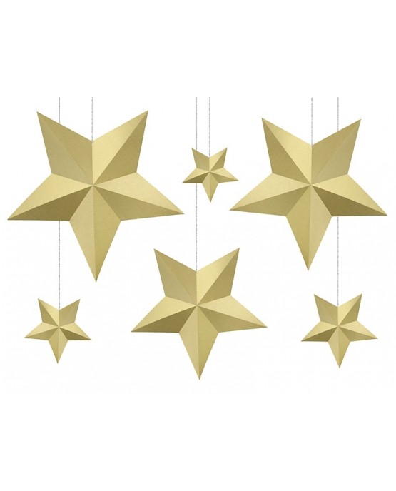 Dekorácia hviezdy -zlaté 6ks
