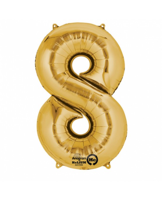 Fóliový balón číslo 8-zlatý 53x83cm