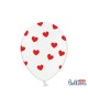 Latexové balóny biele- červené srdcia 30cm 10ks