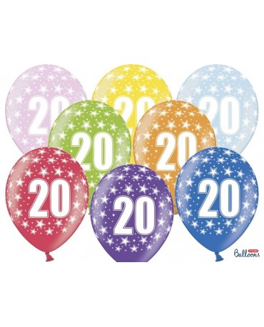 Latexové balóny číslice 20 -hviezdy 30cm 10ks