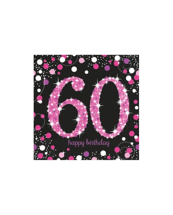 Servítky 60. narodeniny- ružové 33cm 16ks