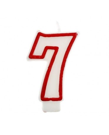 Sviečka číslo 7 - červeno-biela 7cm 1ks