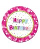 Tanieriky Happy Birthday - ružové 18cm 6ks