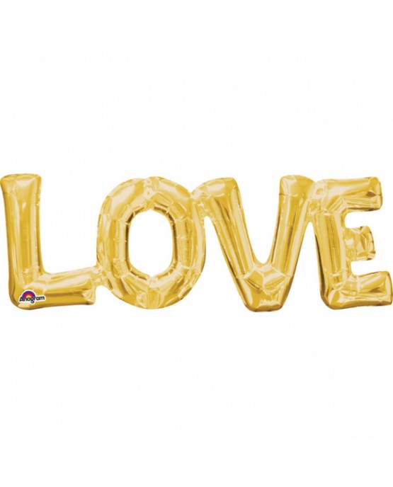 Fóliový balón LOVE- zlatý 63x22cm