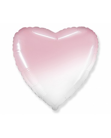 Fóliový balón srdce - 18", bielo-ružové ombré