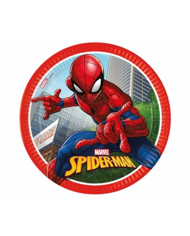 Papierové taniere Spiderman Crime Fighter, 23 cm, 8 ks (plastic-free)
