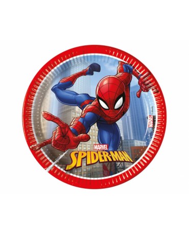 Papierové taniere Spiderman Crime Fighter, 20 cm, 8 ks (plastic-free)