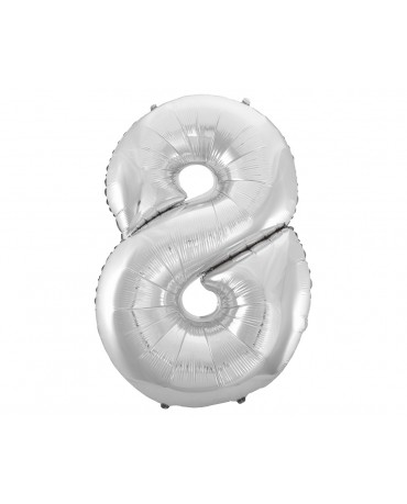 Fóliový balón číslo 8- strieborný 92 cm