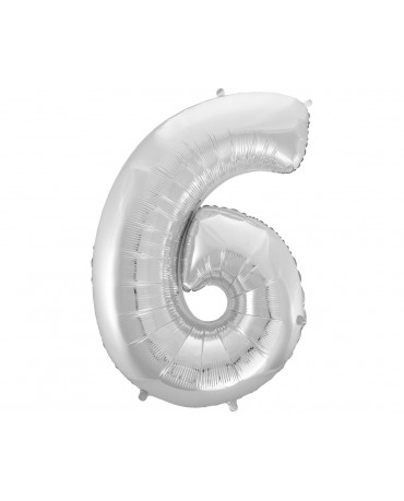 Fóliový balón číslo 6- strieborný 92 cm