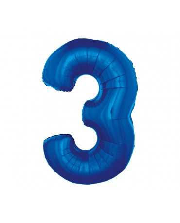 Fóliový balón číslo 3- modrý 92 cm