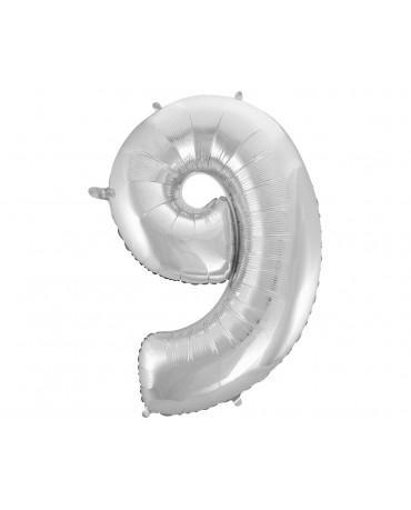 Fóliový balón číslo 9-strieborný 92 cm