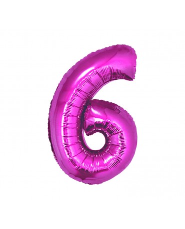Fóliový balón číslo 6 -ružový 92 cm