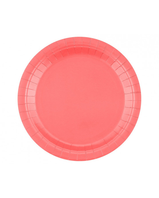 Papierové tanieriky 23 cm korálovo ružové 14ks