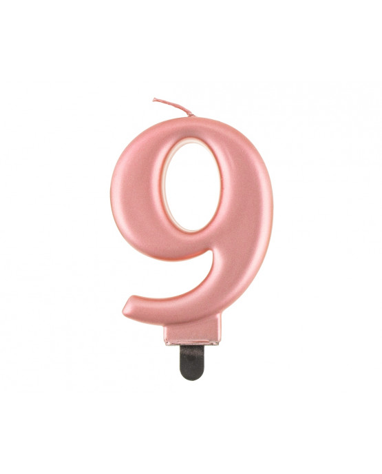 Sviečka číslo 8 mtalická ružová 8 cm