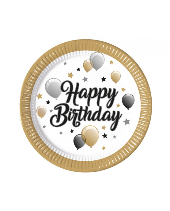 Papierové tanieriky Happy Birthday 23 cm 8 ks