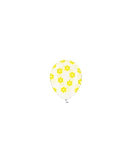 Latexové balóniky priehľadné kvetov - žlté 10ks 37cm/P39
