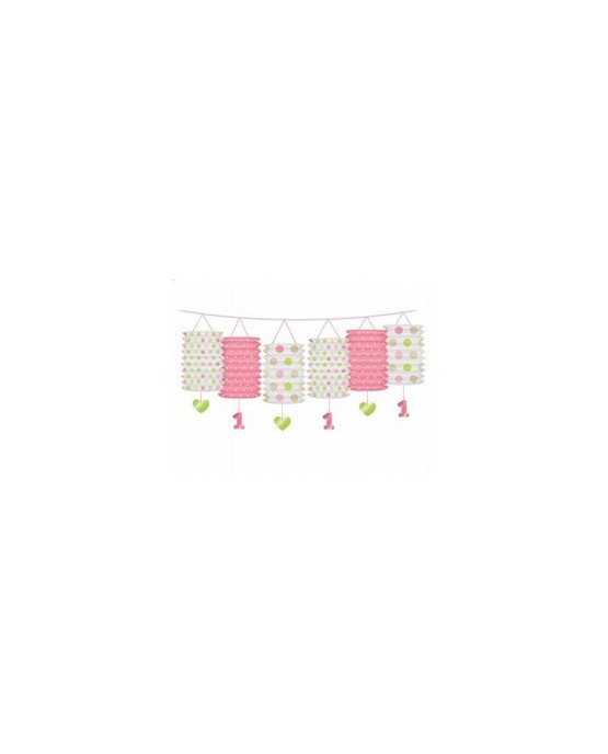 Girlanda - ružové lampióny na 1. narodeniny 3,6m/P185