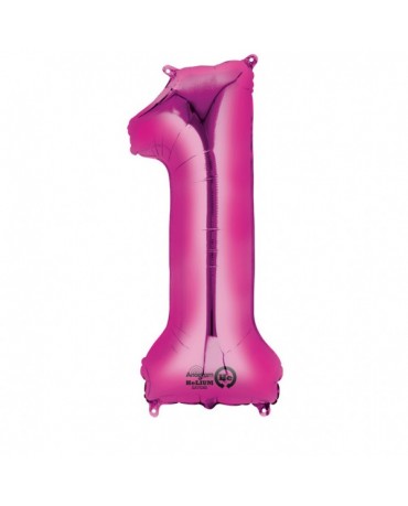 Fóliový balón číslo 1- ružový 33x86cm