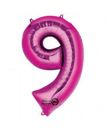 Fóliový balón číslo 9- ružový 63x86cm