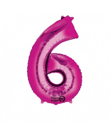 Fóliový balón číslo 6 -ružový 55x88cm